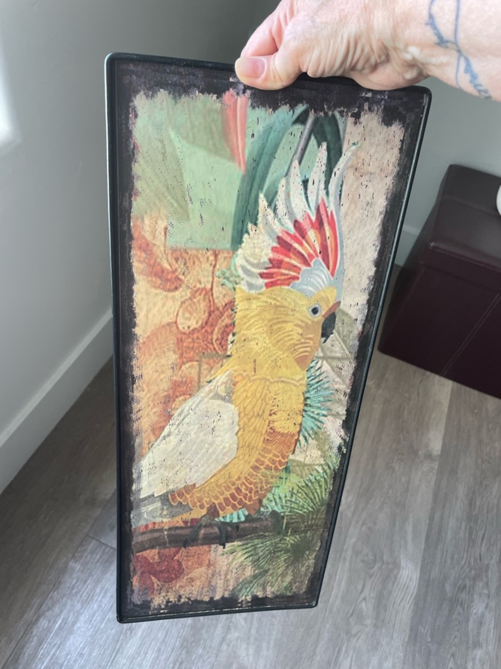 Yellow Parrot Metal Wall Art 8"x20" Rectangle